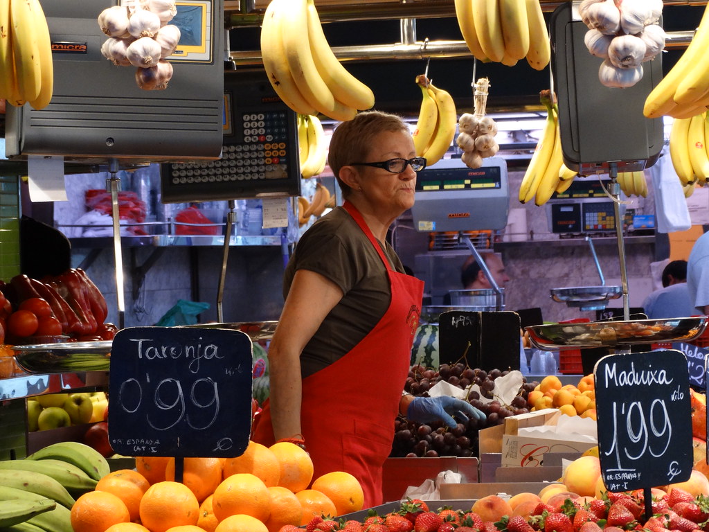 Vendor in Boqueria Food Market - Rambla - Barcelona -- Spain
